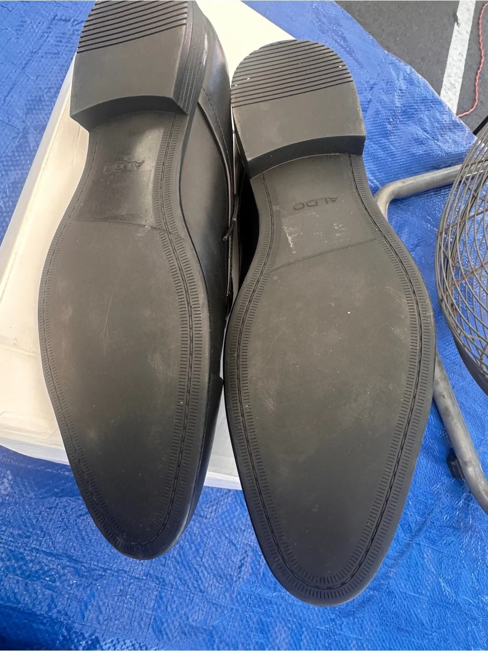 Aldo Black Leather Slip-On Loafers with Tan Insoles